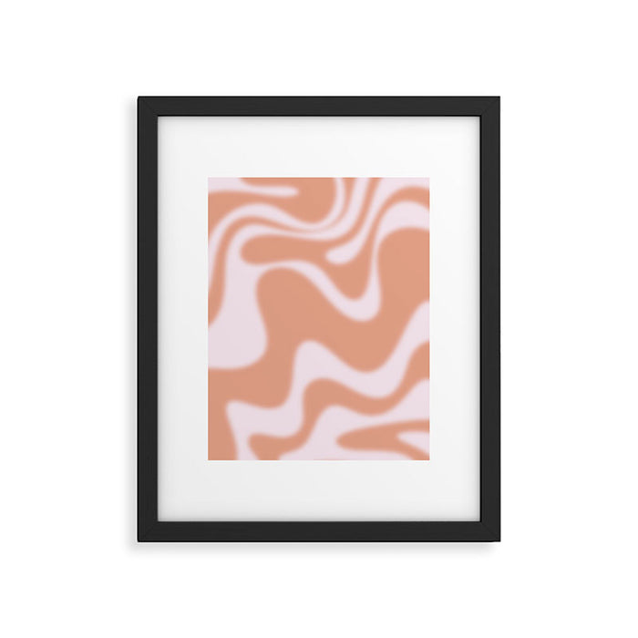Dreamy Retro Liquid Swirl Contemporary Abstract 2 in Pastel Pink and Buff Apricot Framed Art Print Gallery Image 1