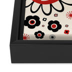 Dulcie Flowers Mid Century Modern Floral Abstract Pattern Red Black Cream Framed Canvas Print Gallery Image 3