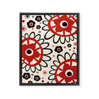 Dulcie Flowers Mid Century Modern Floral Abstract Pattern Red Black Cream Framed Canvas Print Gallery Image 6