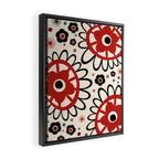 Dulcie Flowers Mid Century Modern Floral Abstract Pattern Red Black Cream Framed Canvas Print Gallery Image 2