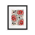 Dulcie Flowers Mid Century Modern Floral Abstract Pattern Red Black Cream Framed Art Print Gallery Image 4