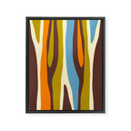 Eclectic Abstract Wild Stripes Retro Contemporary Pattern in Avocado Brown Orange Blue Framed Canvas Print Gallery Image 8