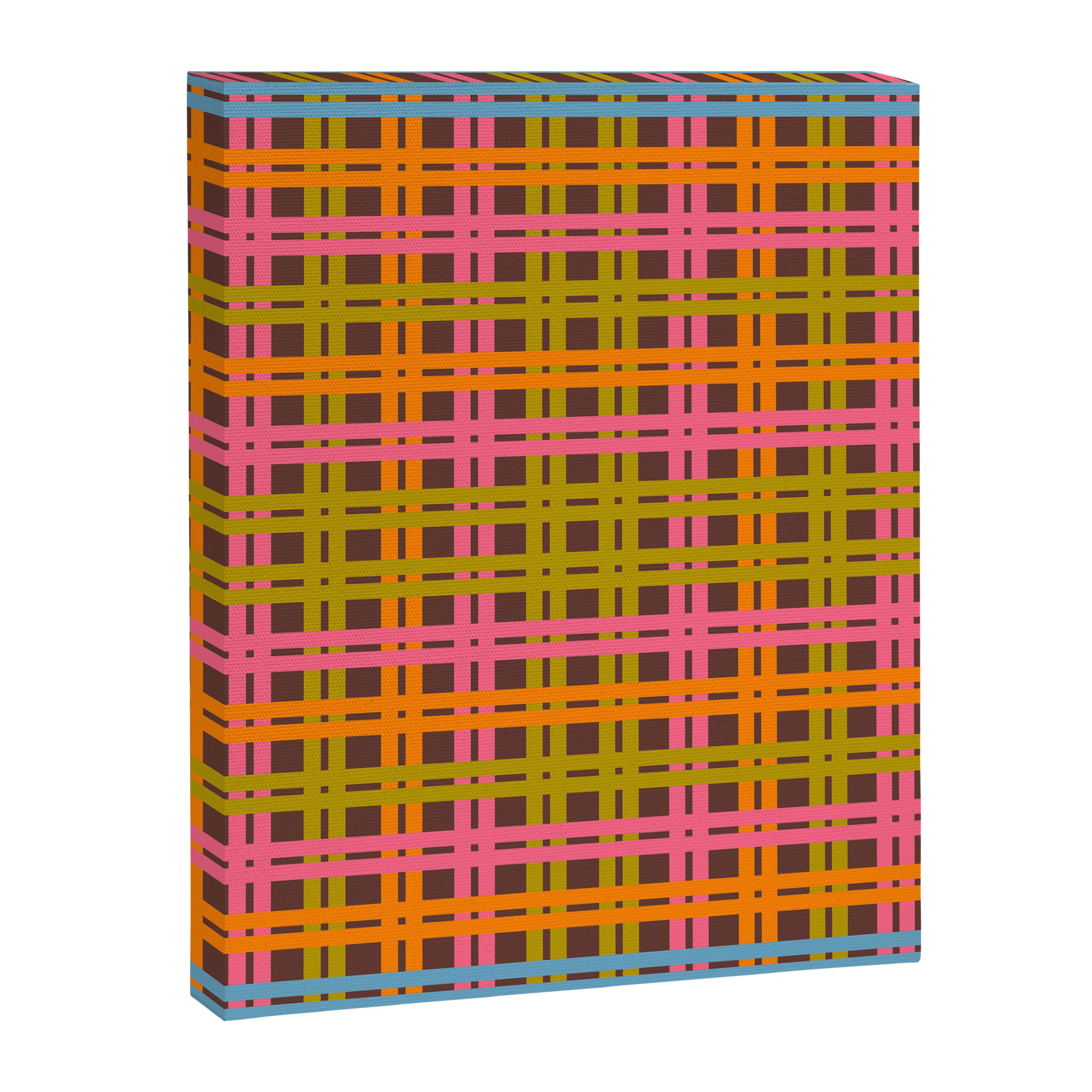 Eclectic and Colorful Woven Stripes Retro Contemporary Pattern in Brown Lime Pink Orange Blue Canvas Print Gallery Image 8