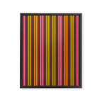 Eclectic Double Stripe Vertical Retro Modern Pattern in Brown Lime Pink Orange Framed Canvas Print Gallery Image 8