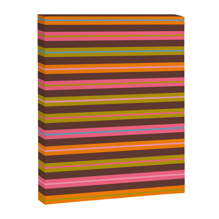 Eclectic Double Stripes Colorful Pattern with Brown Canvas Print Gallery Image 1