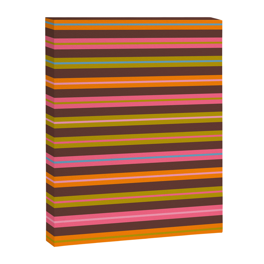 Eclectic Double Stripes Colorful Pattern with Brown Canvas Print Gallery Image 8