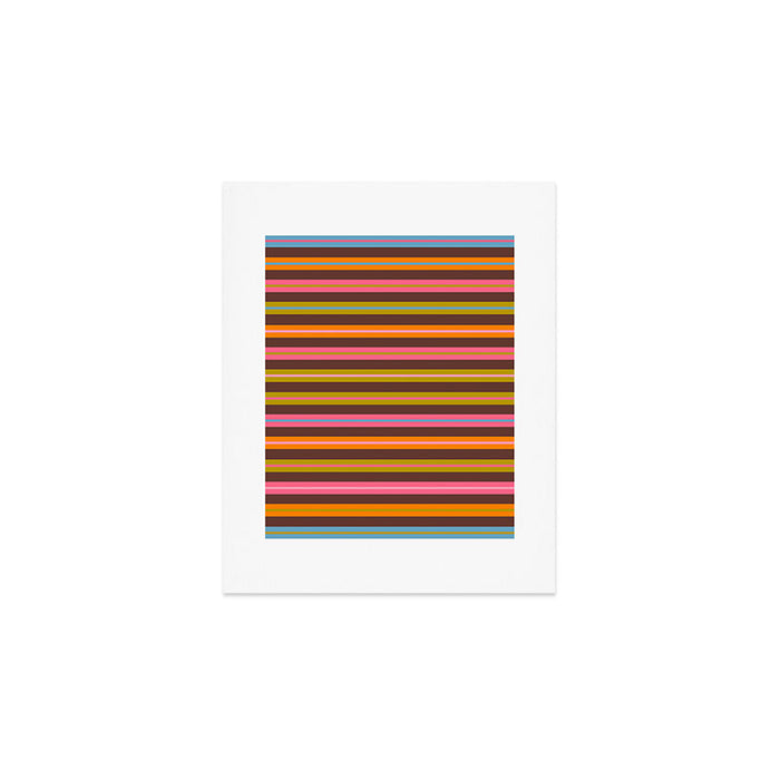 Eclectic Double Stripes Colorful Pattern with Brown Art Print Gallery Image 1