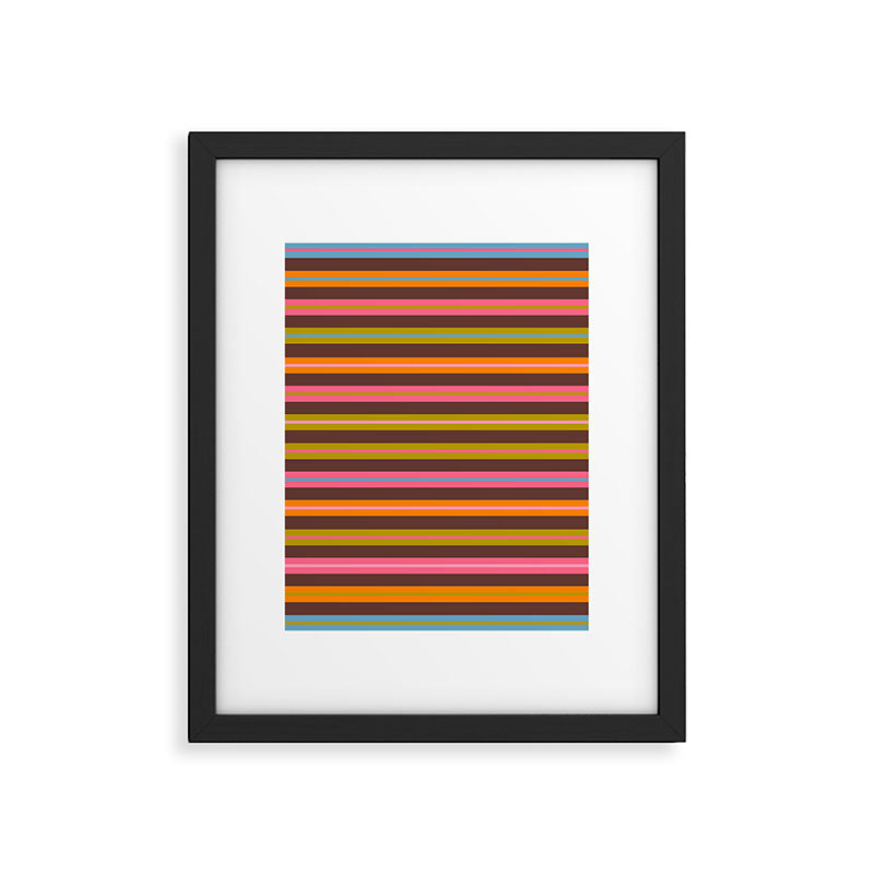Eclectic Double Stripes Colorful Pattern with Brown Framed Art Print Gallery Image 6