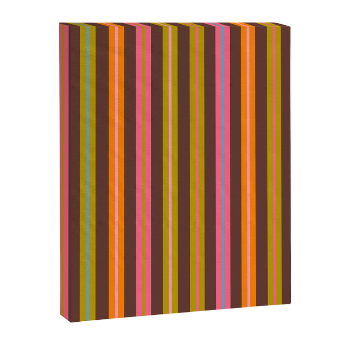 Eclectic Double Stripes Colorful Vertical Pattern with Brown Canvas Print Gallery Image 1
