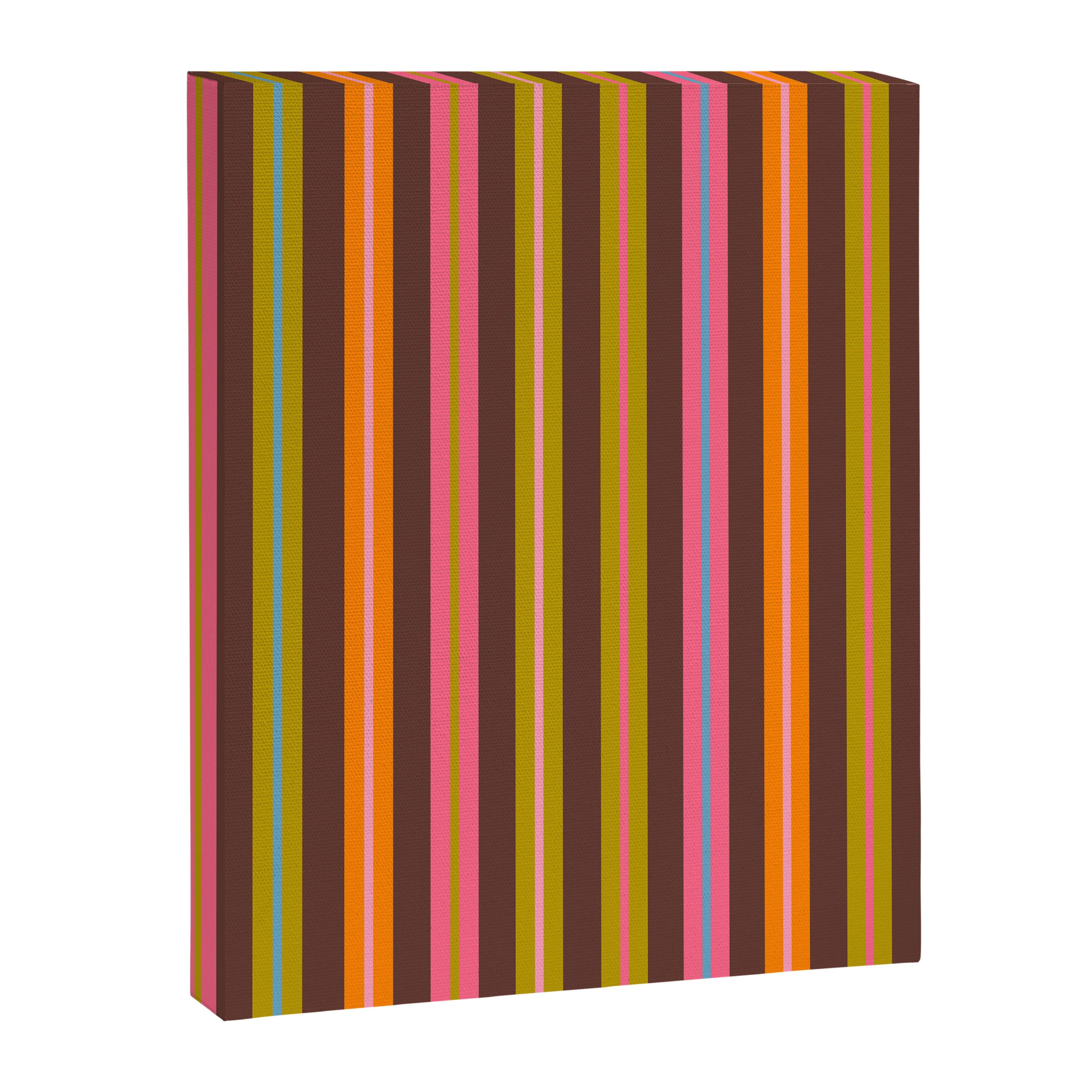 Eclectic Double Stripes Colorful Vertical Pattern with Brown Canvas Print Gallery Image 8