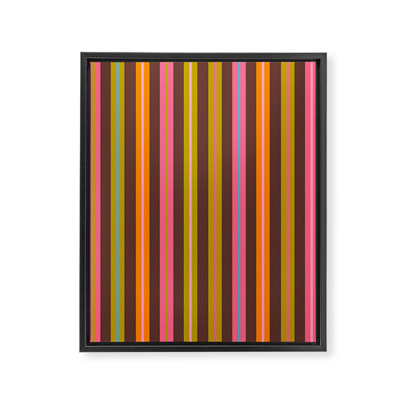 Eclectic Double Stripes Colorful Vertical Pattern with Brown Framed Canvas Print Gallery Image 8