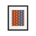 Eclectic Floral Jonnty Flowers and Stripes Orange and Blue Pattern Framed Art Print Gallery Image 6