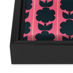 Eclectic Floral Jonnty Flowers and Stripes Pattern in Rich Pink and Dark Blue Framed Canvas Print Gallery Image 3