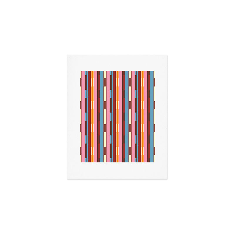 Eclectic Geo Chain Vertical Block Stripes Geometric Pattern Art Print Gallery Image 1