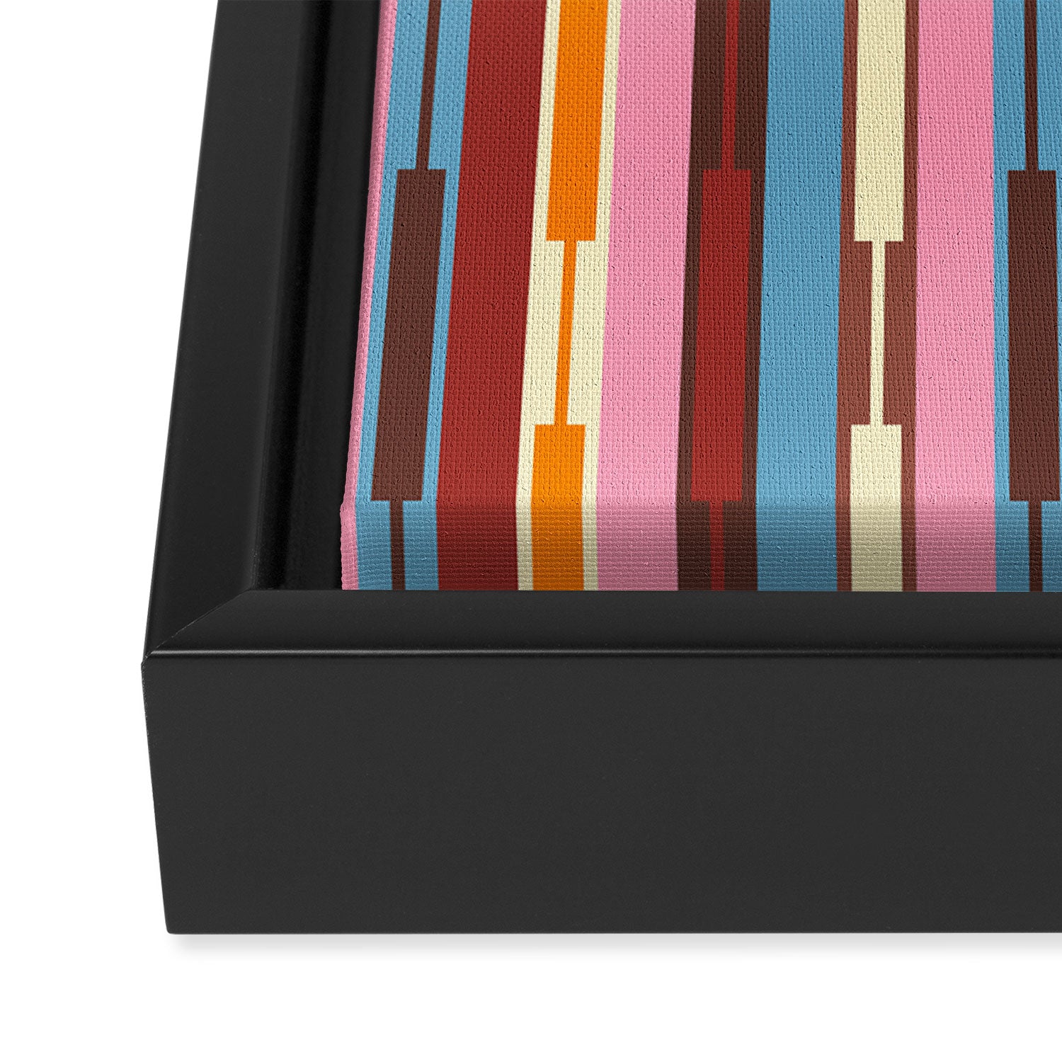 Eclectic Geo Chain Vertical Block Stripes Geometric Pattern Framed Canvas Print Gallery Image 3