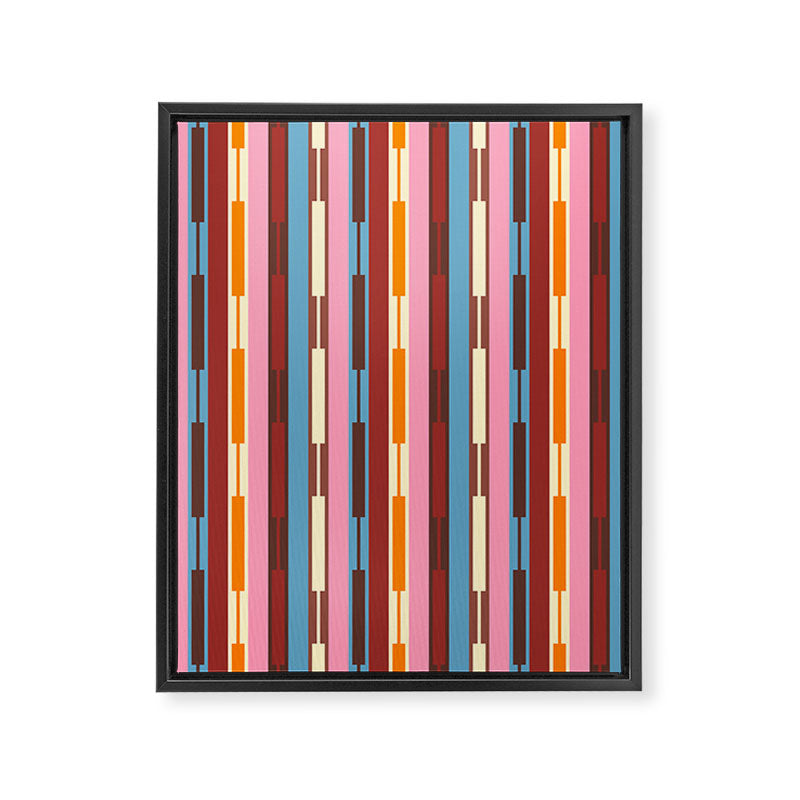 Eclectic Geo Chain Vertical Block Stripes Geometric Pattern Framed Canvas Print Gallery Image 8