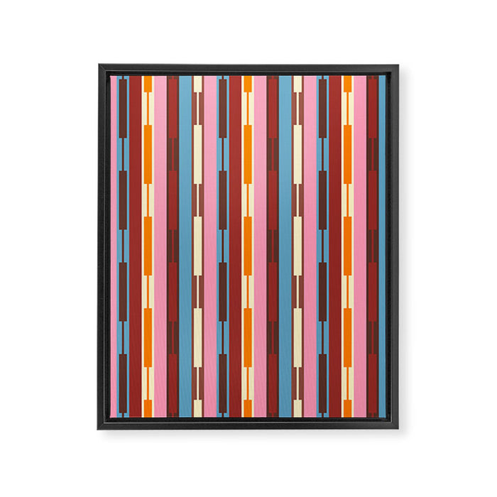 Eclectic Geo Chain Vertical Block Stripes Geometric Pattern Framed Canvas Print Gallery Image 1