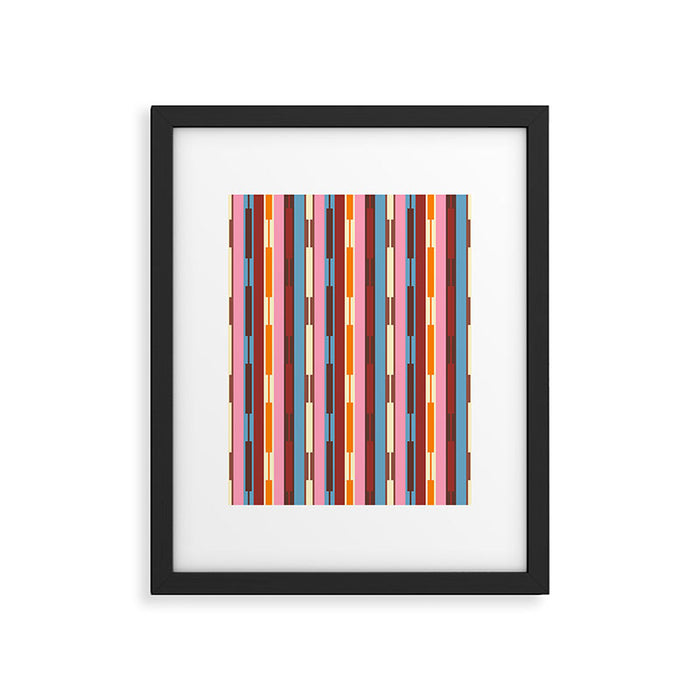 Eclectic Geo Chain Vertical Block Stripes Geometric Pattern Framed Art Print Gallery Image 1