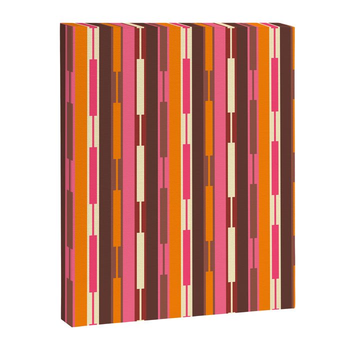 Eclectic Geo Chain Vertical Stripes Pattern Brown Orange Pink Canvas Print Gallery Image 1