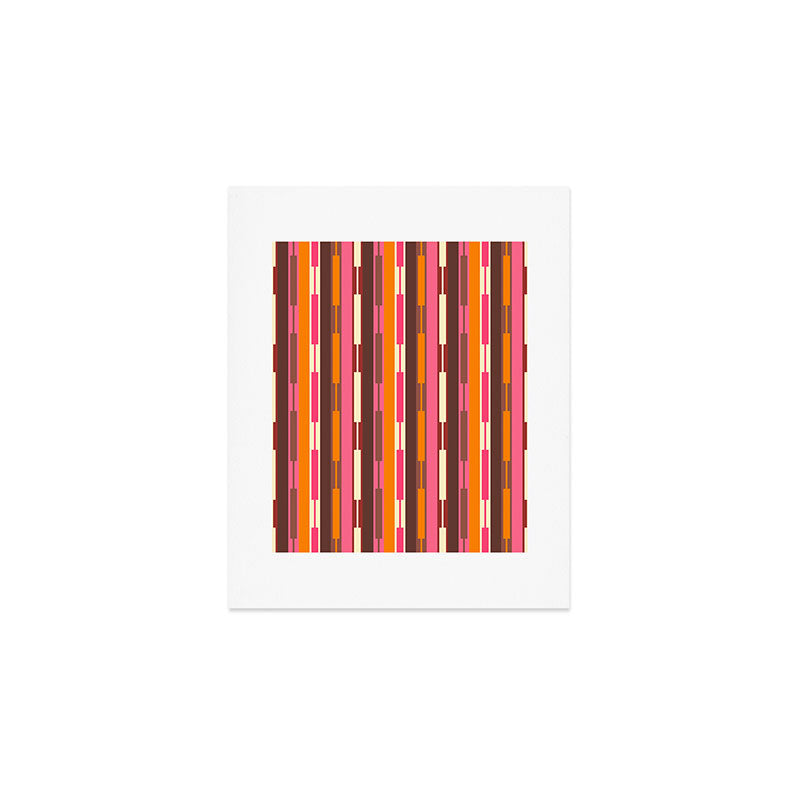 Eclectic Geo Chain Vertical Stripes Pattern Brown Orange Pink Art Print Gallery Image 1