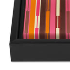Eclectic Geo Chain Vertical Stripes Pattern Brown Orange Pink Framed Canvas Print Gallery Image 3