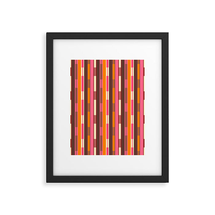 Eclectic Geo Chain Vertical Stripes Pattern Brown Orange Pink Framed Art Print Gallery Image 1