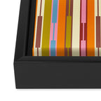 Eclectic Geo Chain Vertical Stripes Retro Contemporary Pattern in Orange Avocado Blue Pink Framed Canvas Print Gallery Image 3