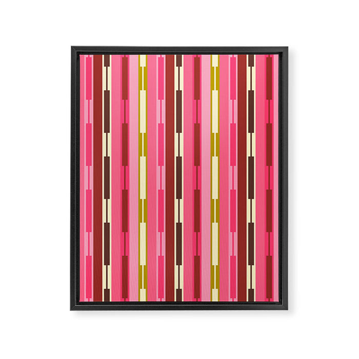 Eclectic Geo Chain Vertical Stripes Retro Contemporary Pattern in Pink Brown Moss Framed Canvas Print Gallery Image 1