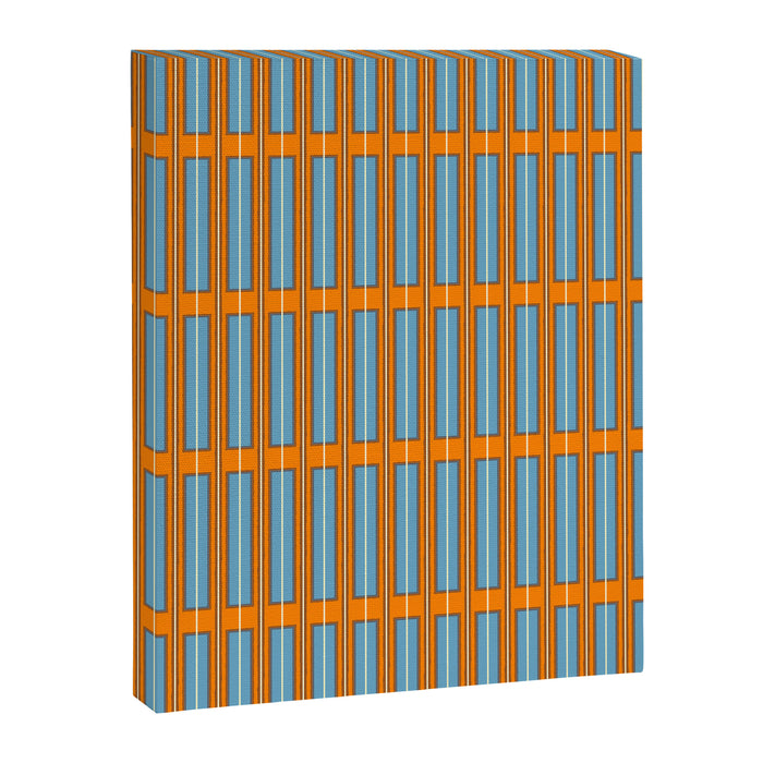 Eclectic Geometric Colorful Geo Box Retro Striped Pattern Orange Blue Brown Cream Canvas Print Gallery Image 1