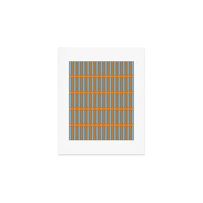 Eclectic Geometric Colorful Geo Box Retro Striped Pattern Orange Blue Brown Cream Art Print Gallery Image 1
