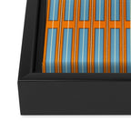 Eclectic Geometric Colorful Geo Box Retro Striped Pattern Orange Blue Brown Cream Framed Canvas Print Gallery Image 3
