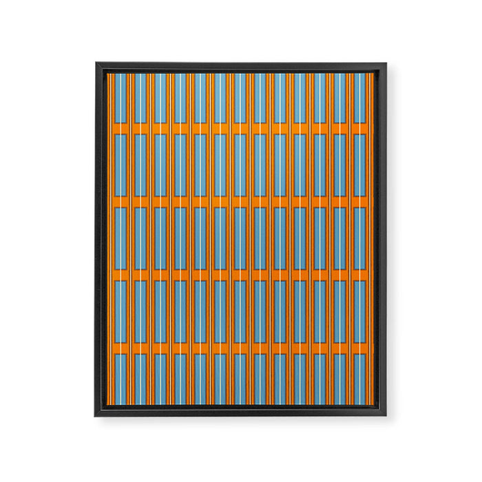 Eclectic Geometric Colorful Geo Box Retro Striped Pattern Orange Blue Brown Cream Framed Canvas Print Gallery Image 1