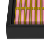 Eclectic Geometric Geo Box Striped Pattern in Pink Brown Chartreuse Cream Framed Canvas Print Gallery Image 3