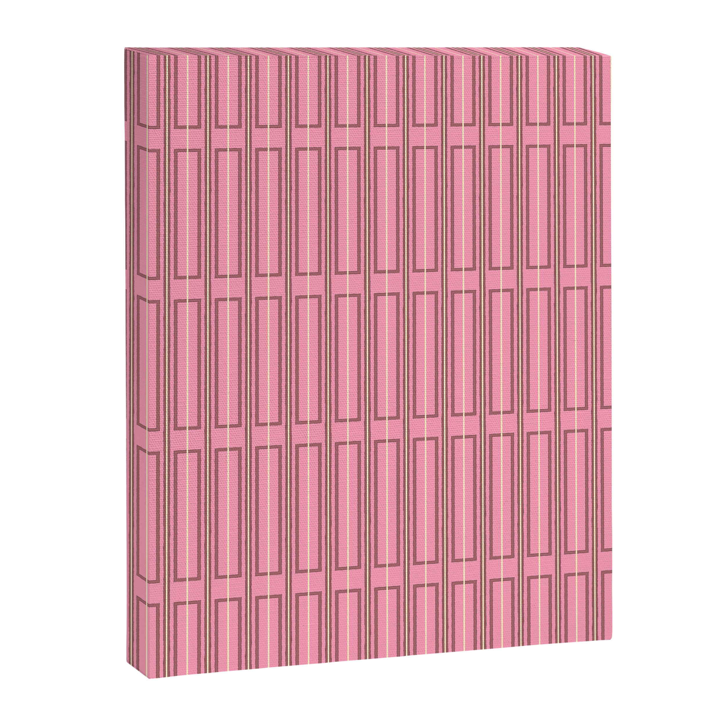 Eclectic Geometric Geo Box Striped Pattern in Pink Brown Cream Canvas Print Gallery Image 6
