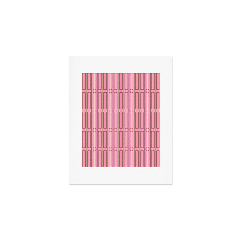 Eclectic Geometric Geo Box Striped Pattern in Pink Brown Cream Art Print Gallery Image 1