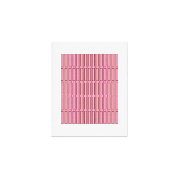 Eclectic Geometric Geo Box Striped Pattern in Pink Brown Cream Art Print Gallery Image 1