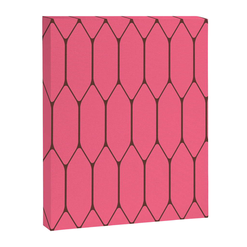 Eclectic Geometric Long Honeycomb Pattern in Pink and Brown Canvas Print Gallery Image 8