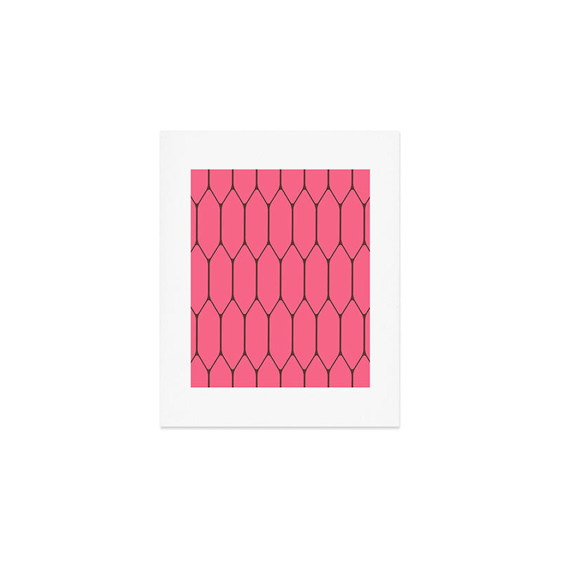 Eclectic Geometric Long Honeycomb Pattern in Pink and Brown Art Print Gallery Image 1