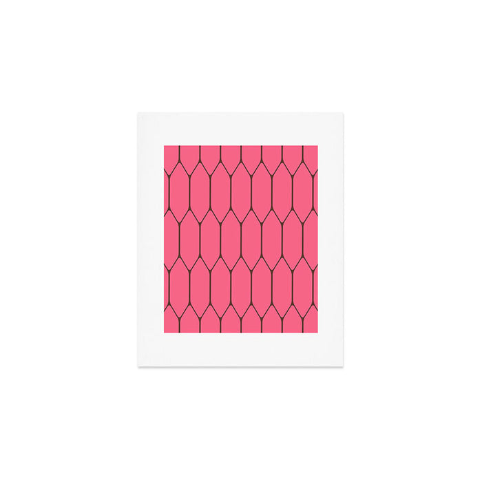 Eclectic Geometric Long Honeycomb Pattern in Pink and Brown Art Print Gallery Image 1