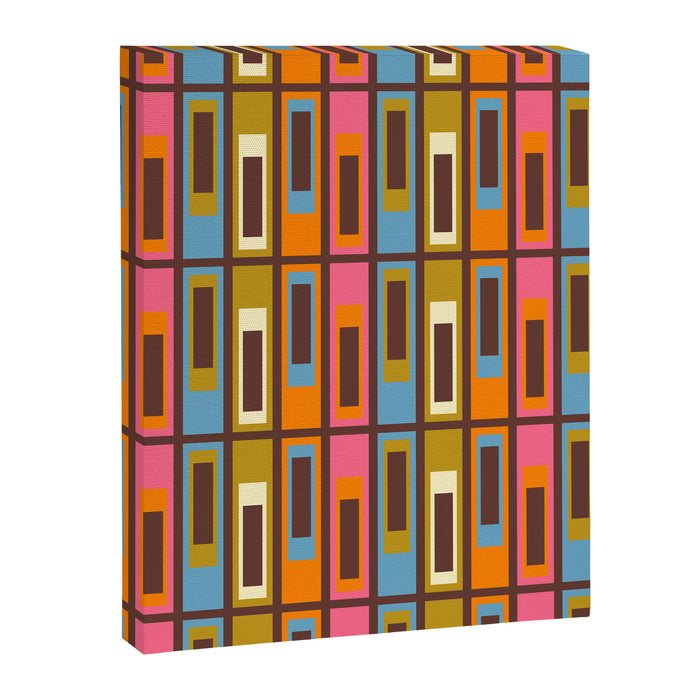 Eclectic Geometric Mid Century Modern Lexington Ave Colorful Pattern with Dark Brown Canvas Print Gallery Image 1