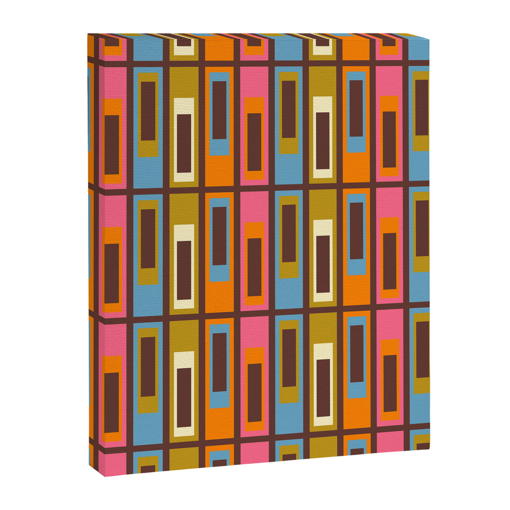 Eclectic Geometric Mid Century Modern Lexington Ave Colorful Pattern with Dark Brown Canvas Print Gallery Image 8