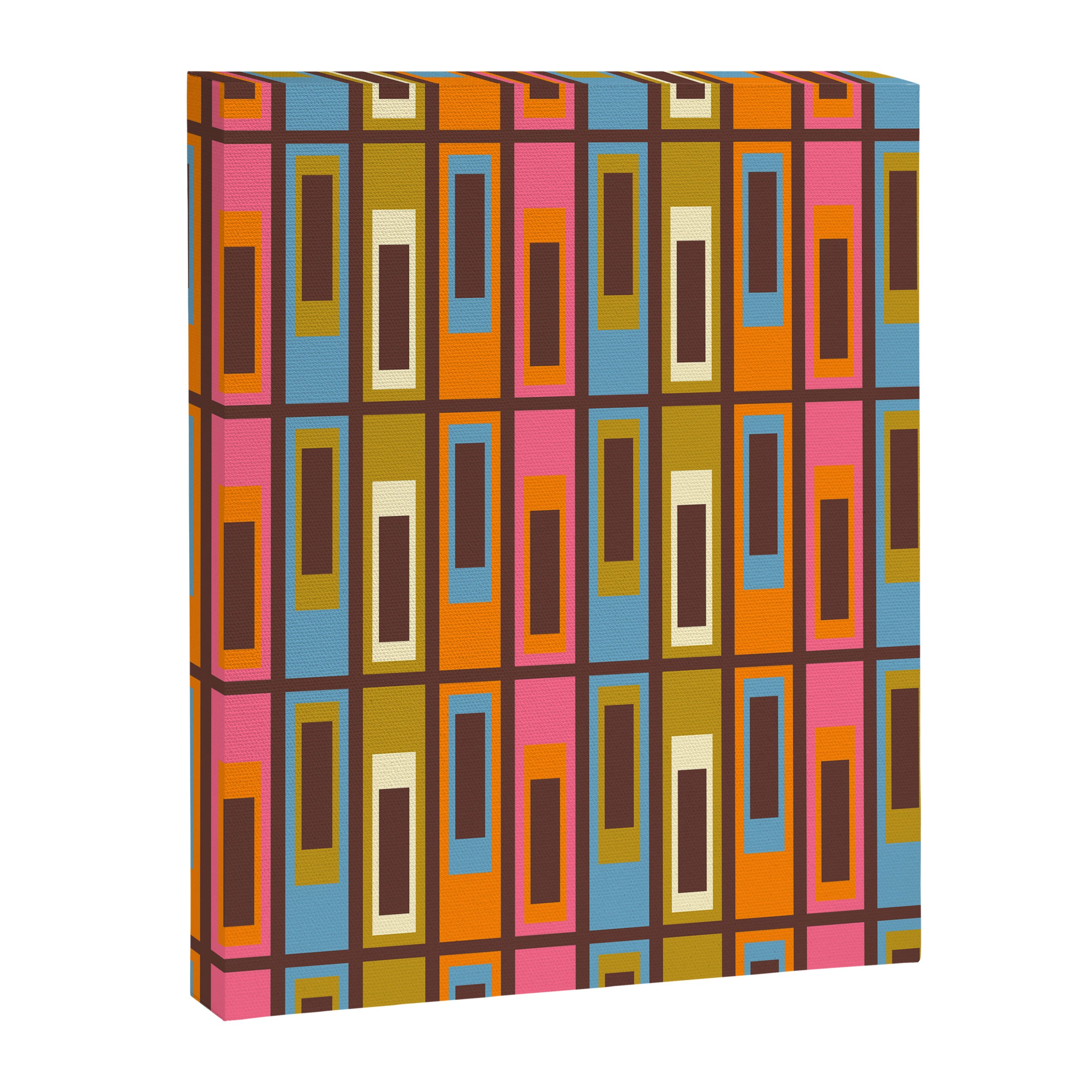 Eclectic Geometric Mid Century Modern Lexington Ave Colorful Pattern with Dark Brown Canvas Print Gallery Image 8