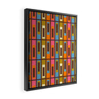 Eclectic Geometric Mid Century Modern Lexington Ave Colorful Pattern with Dark Brown Framed Canvas Print Gallery Image 2