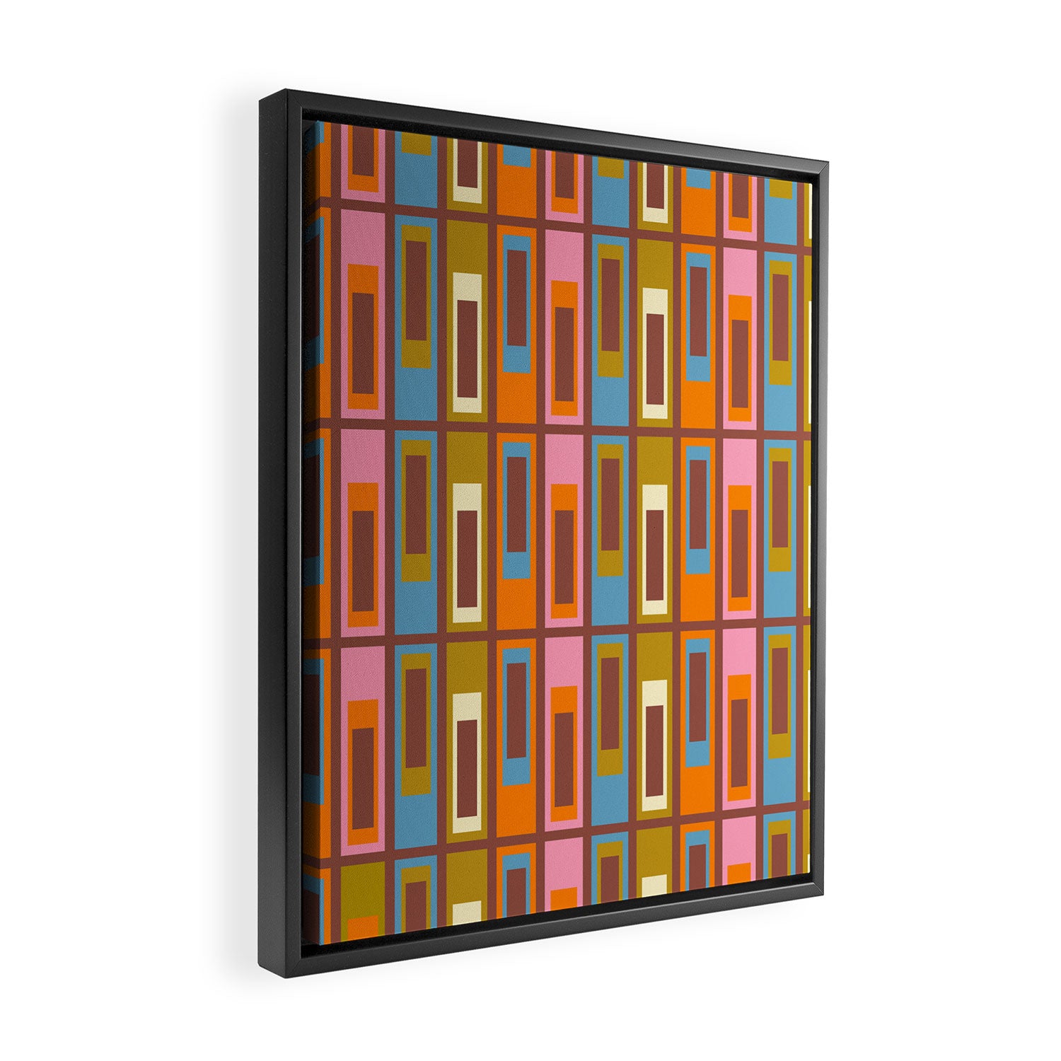 Eclectic Geometric Mid Century Modern Lexington Ave Pattern Framed Canvas Print Gallery Image 2