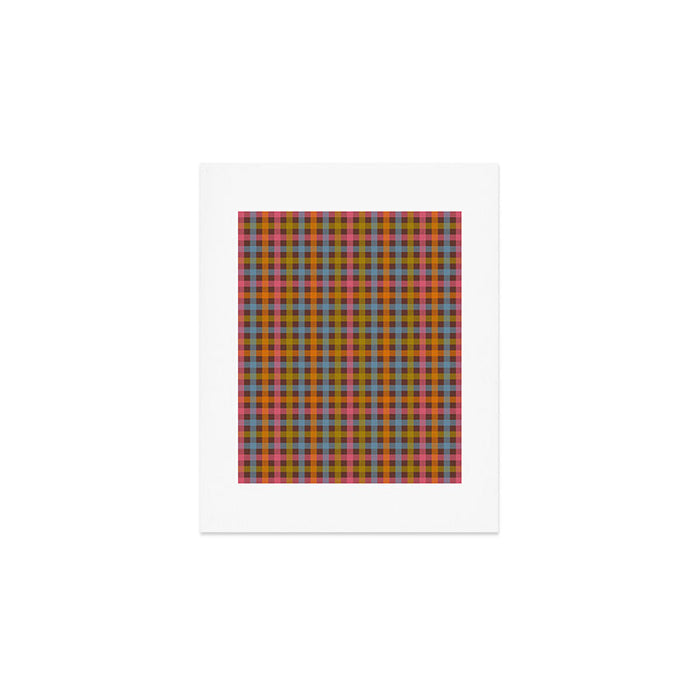 Eclectic Gingham Plaid Cozy Multicolored Checkered Pattern with Brown Art Print Gallery Image 1