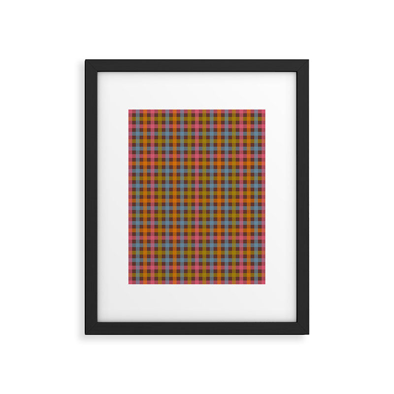 Eclectic Gingham Plaid Cozy Multicolored Checkered Pattern with Brown Framed Art Print Gallery Image 5