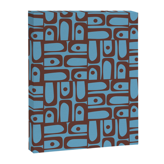 Eclectic Mid Century Modern Piquet Multi Pattern in Blue and Brown Canvas Print Gallery Image 1