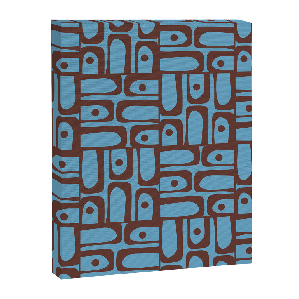 Eclectic Mid Century Modern Piquet Multi Pattern in Blue and Brown Canvas Print Gallery Image 8
