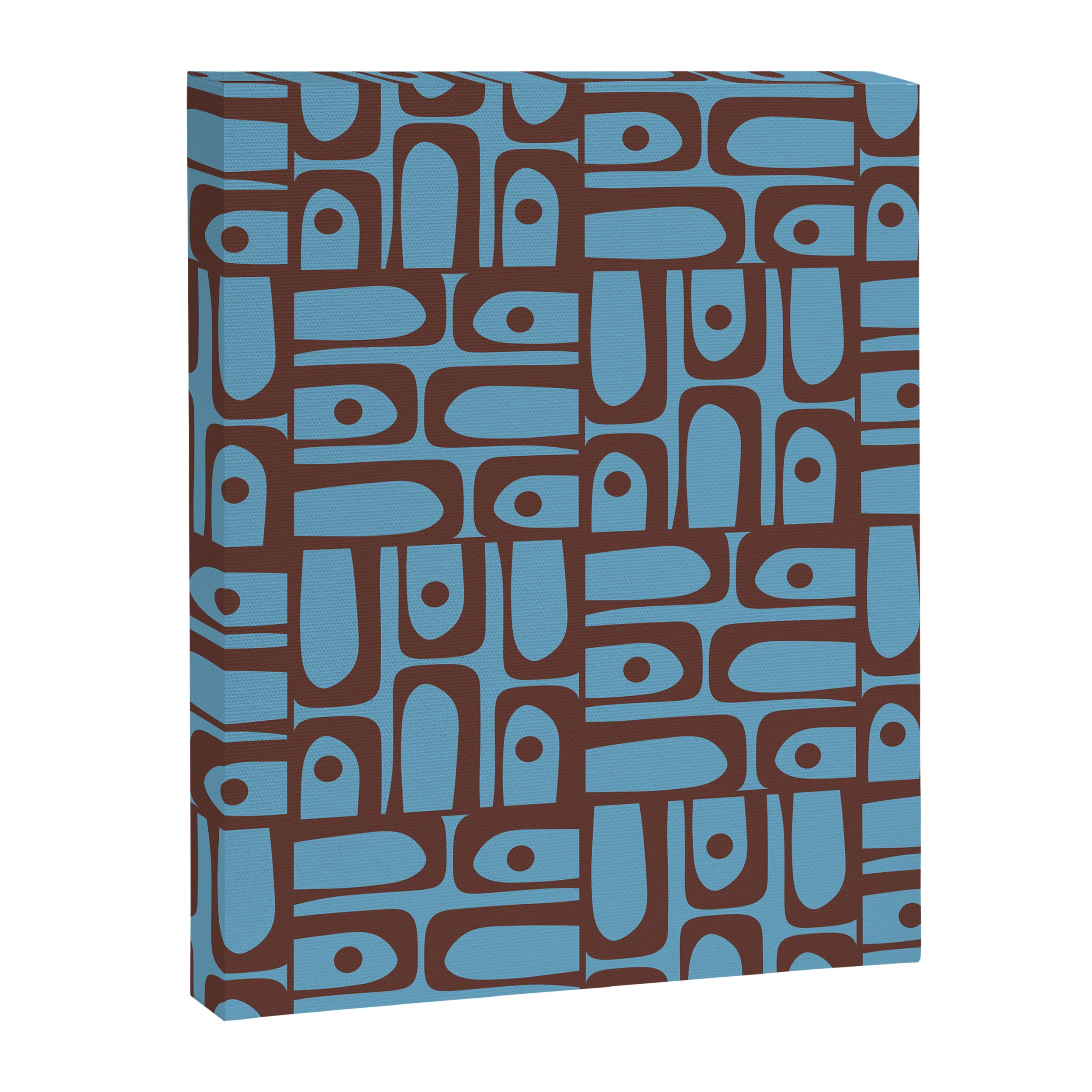 Eclectic Mid Century Modern Piquet Multi Pattern in Blue and Brown Canvas Print Gallery Image 8