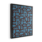 Eclectic Mid Century Modern Piquet Multi Pattern in Blue and Brown Framed Canvas Print Gallery Image 2
